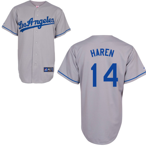 Dan Haren #14 mlb Jersey-L A Dodgers Women's Authentic Road Gray Cool Base Baseball Jersey
